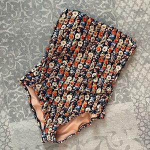 NWT J.Crew Ruched Bandeau One-Piece Floral Swimsuit, Medium